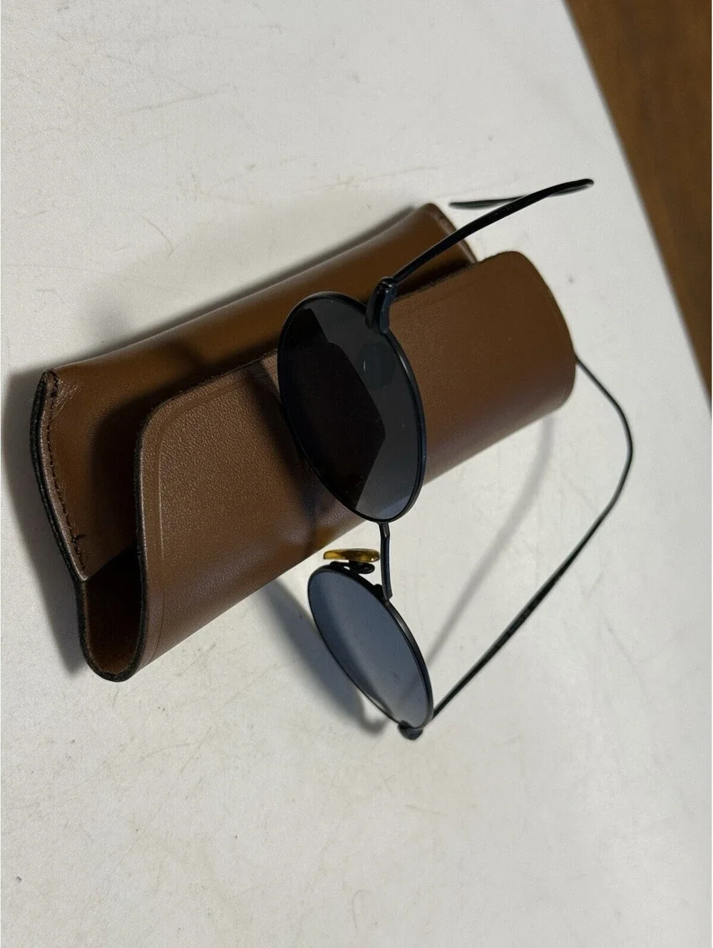 Polo Ralph Lauren Vintage Sunglasses Black Metal  Blue Lens